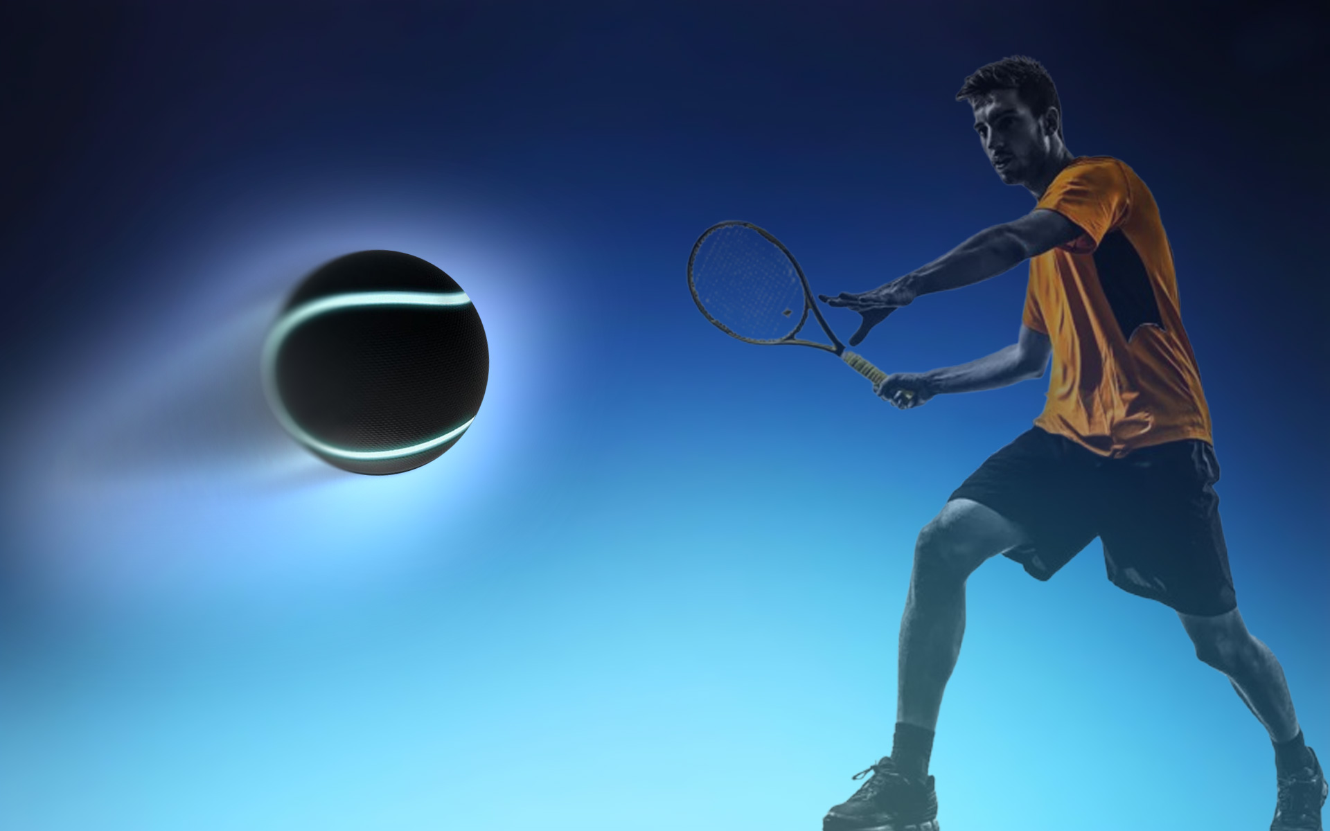 A tennis ball rotating with heavy topspin, demonstrating how to improve spin with the right strings.